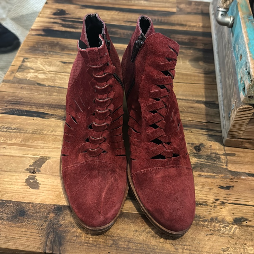 Free People Red Ankle Boots Size 7.5